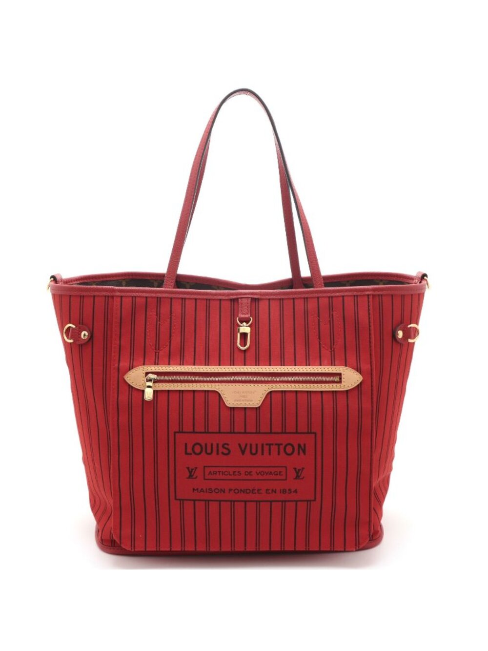 Louis Vuitton Neverfull Inside Out MM Monogram Sari Red